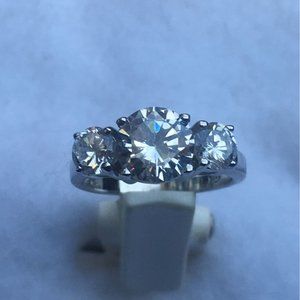 Sterling Silver Multi-Stone Ring, Cubic Zirconia, Engagement Promise, Size 6 1/4